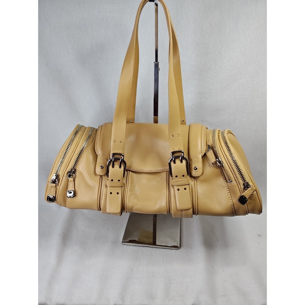 Cole Haan Alexa Natural Cream Leather Large E/W Roll Bag Cylinder Satchel NEW - Picture 7 of 16